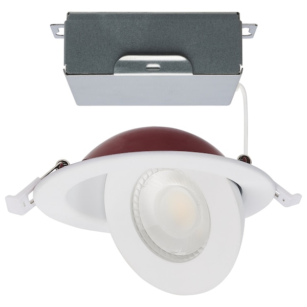 Satco 9W LED Fire Rated 4 In Direct Wire Directional Downlight Round White CCT Sel Dim 120V S11880 - main